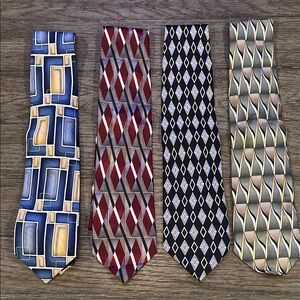 Stylish Men's Tie Set - Blue, Red, Black, Tan